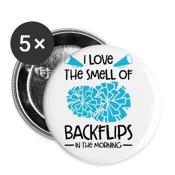 I Love The Smell Of Backflip In The Morning Gymnas - Buttons groß 56 mm (5er Pack) - Weiß - Vorne