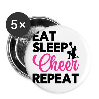 Eat Sleep Cheer Repeat Cheerleading Cheerleader Gy - Buttons groß 56 mm (5er Pack) - Weiß - Vorne