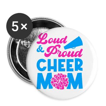Loud And Proud Cheer Cheer Mom Cheerleading Cheerl - Buttons groß 56 mm (5er Pack) - Weiß - Vorne