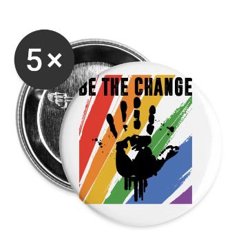 Be The Change Gay Pride Lgbtq Rainbow Transgender - Buttons groß 56 mm (5er Pack) - Weiß - Vorne