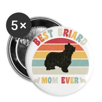 Best Briard mom ever dog lovers vintage retro - Buttons large 2.2''/56 mm (5-pack) - white - Front
