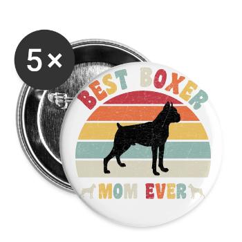 Best Boxer mom ever dog lovers vintage retro - Buttons large 2.2''/56 mm (5-pack) - white - Front