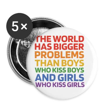 The World Has Bigger Problems Than Boys Who Kiss B - Buttons groß 56 mm (5er Pack) - Weiß - Vorne