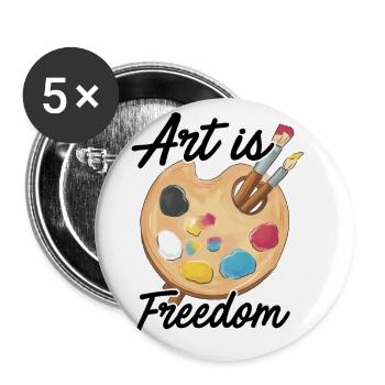 Art Is Freedom Artist Brush Colors Master Painter - Buttons groß 56 mm (5er Pack) - Weiß - Vorne