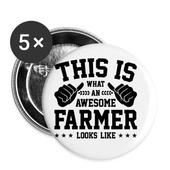 This Is What An Awesome Farmer Looks Like Tractor - Buttons groß 56 mm (5er Pack) - Weiß - Vorne