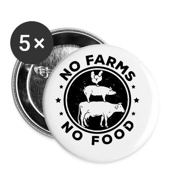 No Farmer No Food Farming Agriculture Tractor Driv - Buttons groß 56 mm (5er Pack) - Weiß - Vorne
