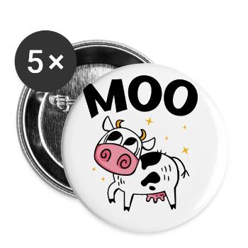 Moo Graphic Agriculture Agriculteur Farmer Tractor - Buttons groß 56 mm (5er Pack) - Weiß - Vorne