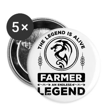 The Legend Is Alive Farmer An Endless Legend Agric - Buttons groß 56 mm (5er Pack) - Weiß - Vorne