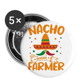 Nacho Average Farmer Farming Agriculture Tractor D - Buttons groß 56 mm (5er Pack) - Weiß - Vorne