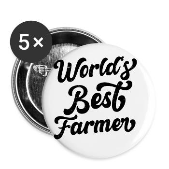 The World's Best Farmer Tractor Driving Farming Ag - Buttons groß 56 mm (5er Pack) - Weiß - Vorne