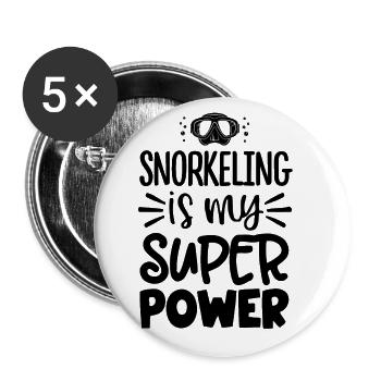 Snorkeling Is My Superpower Scuba Diver Diving Sno - Buttons groß 56 mm (5er Pack) - Weiß - Vorne