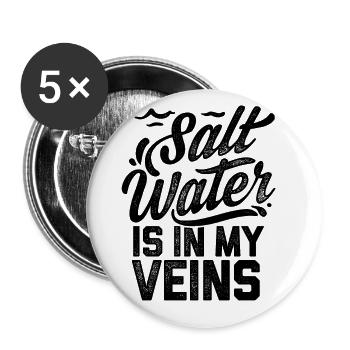 Salt Water Is In My Veins Scuba Diver Diving Snork - Buttons groß 56 mm (5er Pack) - Weiß - Vorne