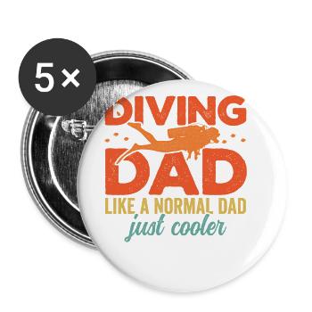Diving Dad Scuba Diver Underwater Snorkeling Divin - Buttons groß 56 mm (5er Pack) - Weiß - Vorne