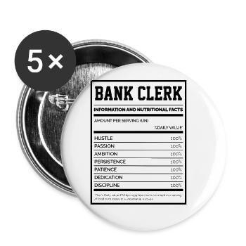 Bank Clerk Information And Nutritional Facts Bookk - Buttons groß 56 mm (5er Pack) - Weiß - Vorne