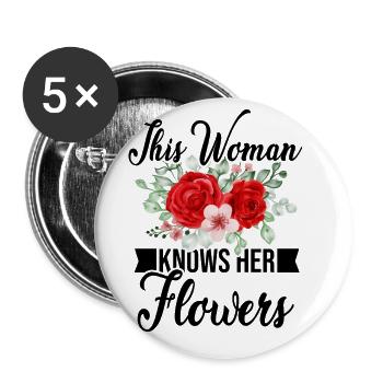 This Woman Knows Her Flowers Botanical Gardening P - Buttons groß 56 mm (5er Pack) - Weiß - Vorne