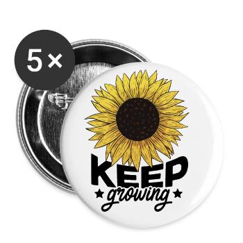 Keep Growing Flowers Gardener Botanical Gardener F - Buttons groß 56 mm (5er Pack) - Weiß - Vorne