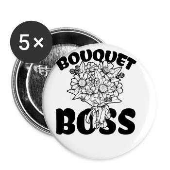 Boquet Boss Botanical Flowers Gardening Plant Love - Buttons groß 56 mm (5er Pack) - Weiß - Vorne