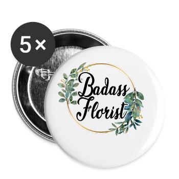 Badass Florist Gardener Gardening Botanical Plants - Buttons groß 56 mm (5er Pack) - Weiß - Vorne