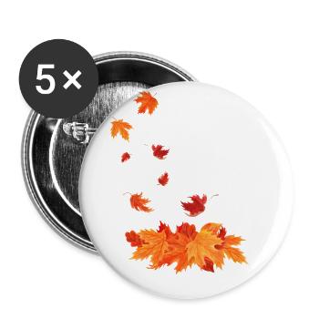 Feuilles d’automne qui tombent - Lot de 5 grands badges (56 mm) - blanc - Devant