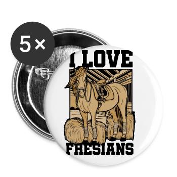 I Love Fresians Equestrian Horse Lover Horse Ridin - Buttons groß 56 mm (5er Pack) - Weiß - Vorne