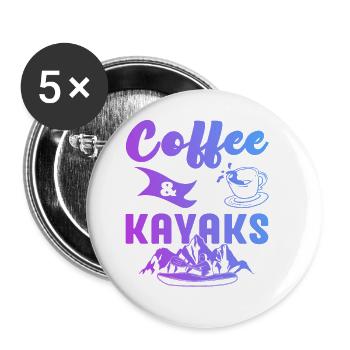 Coffee And Kayaks Kayaking Rowing Rower Canoe Padd - Buttons groß 56 mm (5er Pack) - Weiß - Vorne