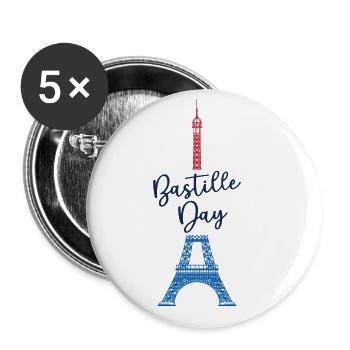 Tour Eiffel Jour Paris Souvenir Amour France - Lot de 5 grands badges (56 mm) - blanc - Devant