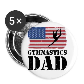 Dad Father Graphic Gymnast Gymnastics Acrobat Acro - Buttons groß 56 mm (5er Pack) - Weiß - Vorne