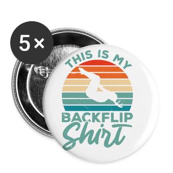 This Is My Back Flip Shirt Gymnastics Gymnast Acro - Buttons groß 56 mm (5er Pack) - Weiß - Vorne