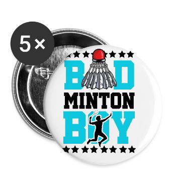Badminton Boy Noun Definition Shuttlecock Badminto - Buttons groß 56 mm (5er Pack) - Weiß - Vorne