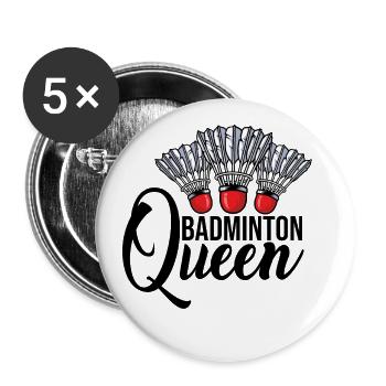 Badminton Queen Badminton Player Shuttlecock Sport - Buttons groß 56 mm (5er Pack) - Weiß - Vorne