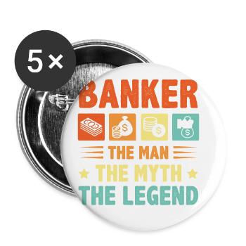 Banker The Man The Myth The Legend Bookkeeper Cash - Buttons groß 56 mm (5er Pack) - Weiß - Vorne