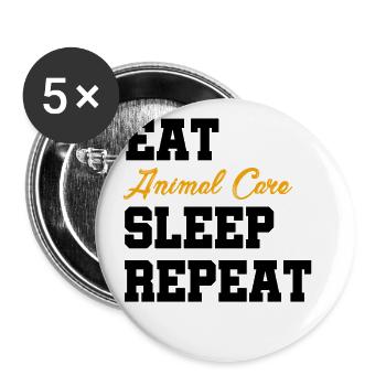 Sleep Animal Care Repeat Animal Lover Zoo Keeper Z - Buttons groß 56 mm (5er Pack) - Weiß - Vorne