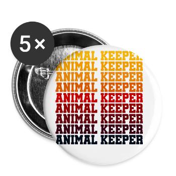 Retro Graphic Animal Keeper Zoo Keeper Animal Love - Buttons groß 56 mm (5er Pack) - Weiß - Vorne