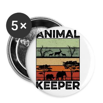 Retro Graphic Animal Keeper Zoo Keeper Animal Love - Buttons groß 56 mm (5er Pack) - Weiß - Vorne