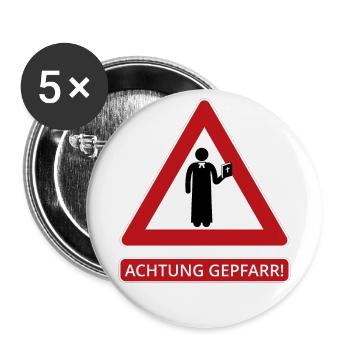 Achtung Gepfarr für Pfarrer, Priester, Pastoren - Buttons groß 56 mm (5er Pack) - Weiß - Vorne