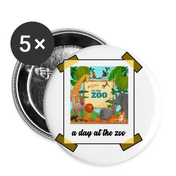A Day At The Zoo Animal Lover Zoo Keeper Animal Ke - Buttons groß 56 mm (5er Pack) - Weiß - Vorne
