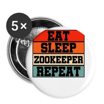Eat Sleep Zoo Keeper Repeat Animal Lover Animal Ke - Buttons groß 56 mm (5er Pack) - Weiß - Vorne
