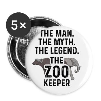 The Man The Myth The Zoo Keeper Animal Lover Zooke - Buttons groß 56 mm (5er Pack) - Weiß - Vorne