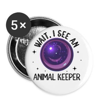 Wait I See An Animal Keeper Animal Lover Zookeeper - Buttons groß 56 mm (5er Pack) - Weiß - Vorne