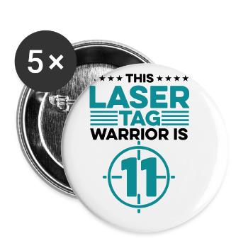 This Lasertag Warrior Is 11 Lasertag Player Laserg - Buttons groß 56 mm (5er Pack) - Weiß - Vorne