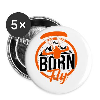 Born To Fly Graphic Paragliding Parachute Paraglid - Buttons groß 56 mm (5er Pack) - Weiß - Vorne