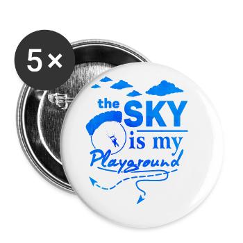 The Sky Is My Playground Paragliding Paraglider Pa - Buttons groß 56 mm (5er Pack) - Weiß - Vorne