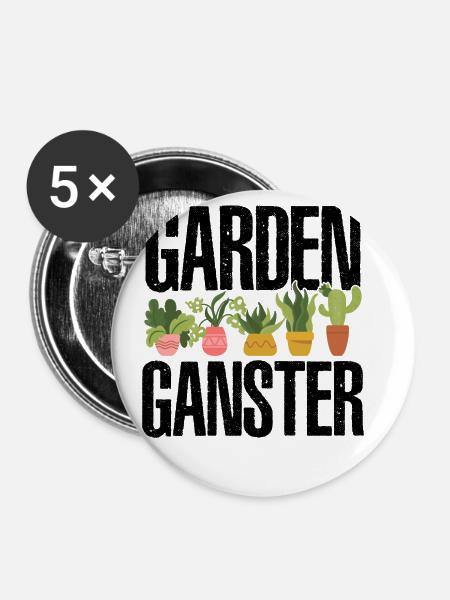 Garden Gangster Graphic Gardener Hogriculture Gard - Buttons groß 56 mm (5er Pack) - Weiß