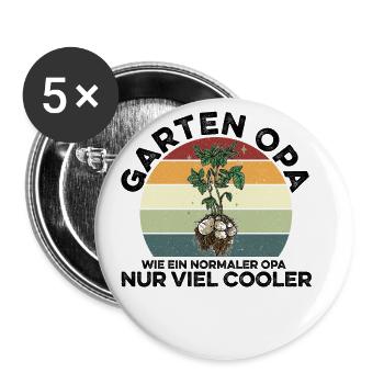 Garten Opa Wie Ein Normaler Opa Nur Cooler Gärtner - Buttons groß 56 mm (5er Pack) - Weiß - Vorne