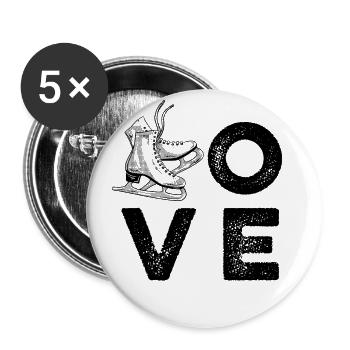 Love Graphic Ice Skating Figure Skater Ice Skater - Buttons groß 56 mm (5er Pack) - Weiß - Vorne