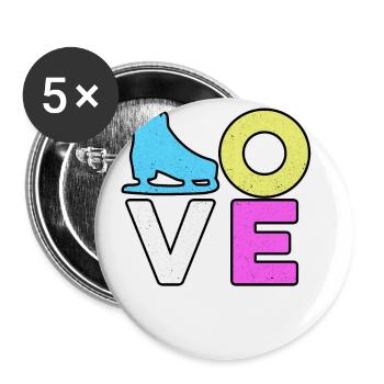 Love Graphic Ice Skating Figure Skater Ice Skater - Buttons groß 56 mm (5er Pack) - Weiß - Vorne