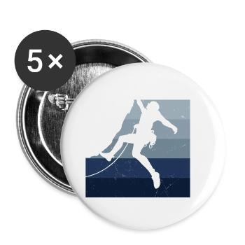 Retro Graphic Climbing Bouldering Rock Climber Mou - Buttons groß 56 mm (5er Pack) - Weiß - Vorne