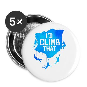 I'd Climb That Rock Climbing Bouldering Climber Ro - Buttons groß 56 mm (5er Pack) - Weiß - Vorne
