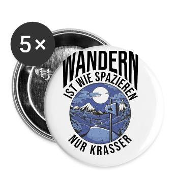 Wandern Ist Wie Spazieren Nur Krasser Wandern Wade - Buttons groß 56 mm (5er Pack) - Weiß - Vorne