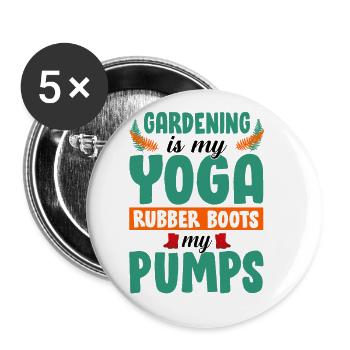 Gardening Is My Yoga Rubber Boots My Pumps Gardene - Buttons groß 56 mm (5er Pack) - Weiß - Vorne